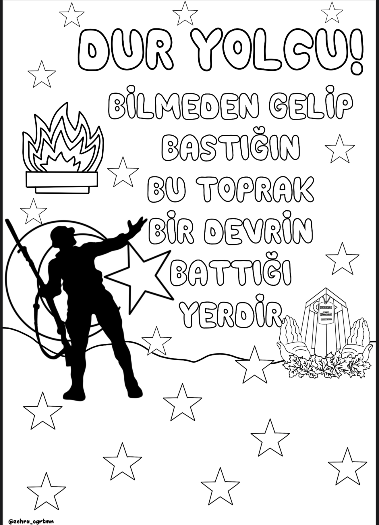 Dur Yolcu Boyama Sayfası A4