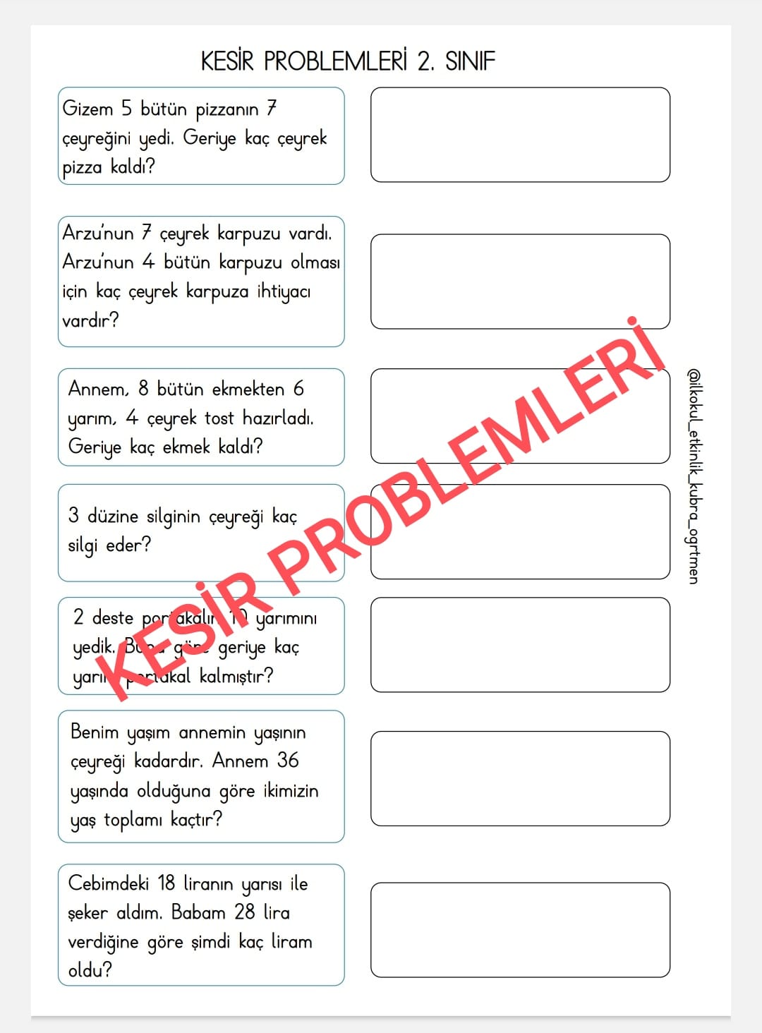 KESİR PROBLEMLERİ