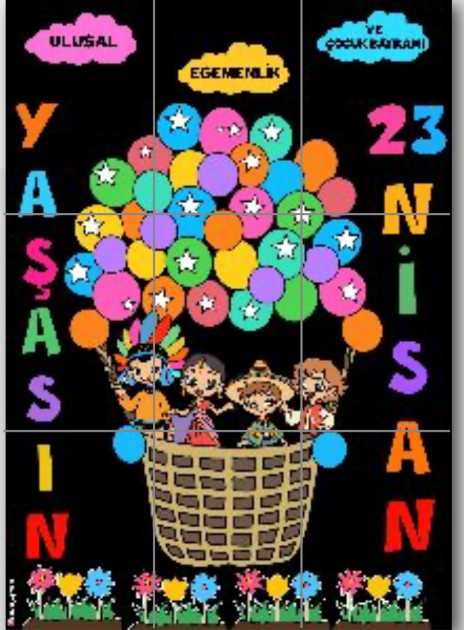 9 A4 Yaşasın 23 Nisan Panosu Siyah Arka Planlı