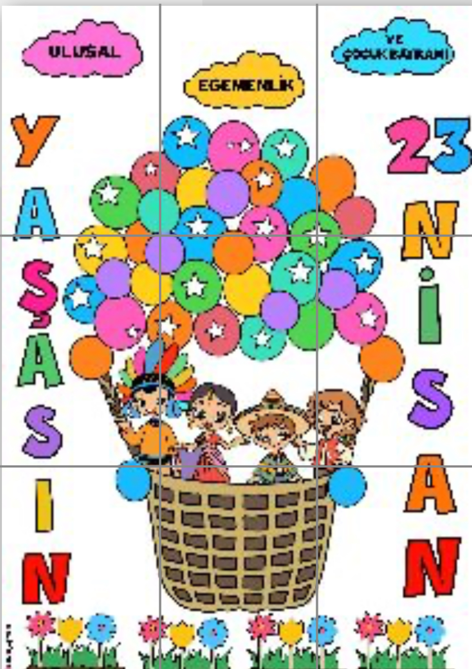 9 A4 Yaşasın 23 Nisan Panosu Beyaz Arka Planlı