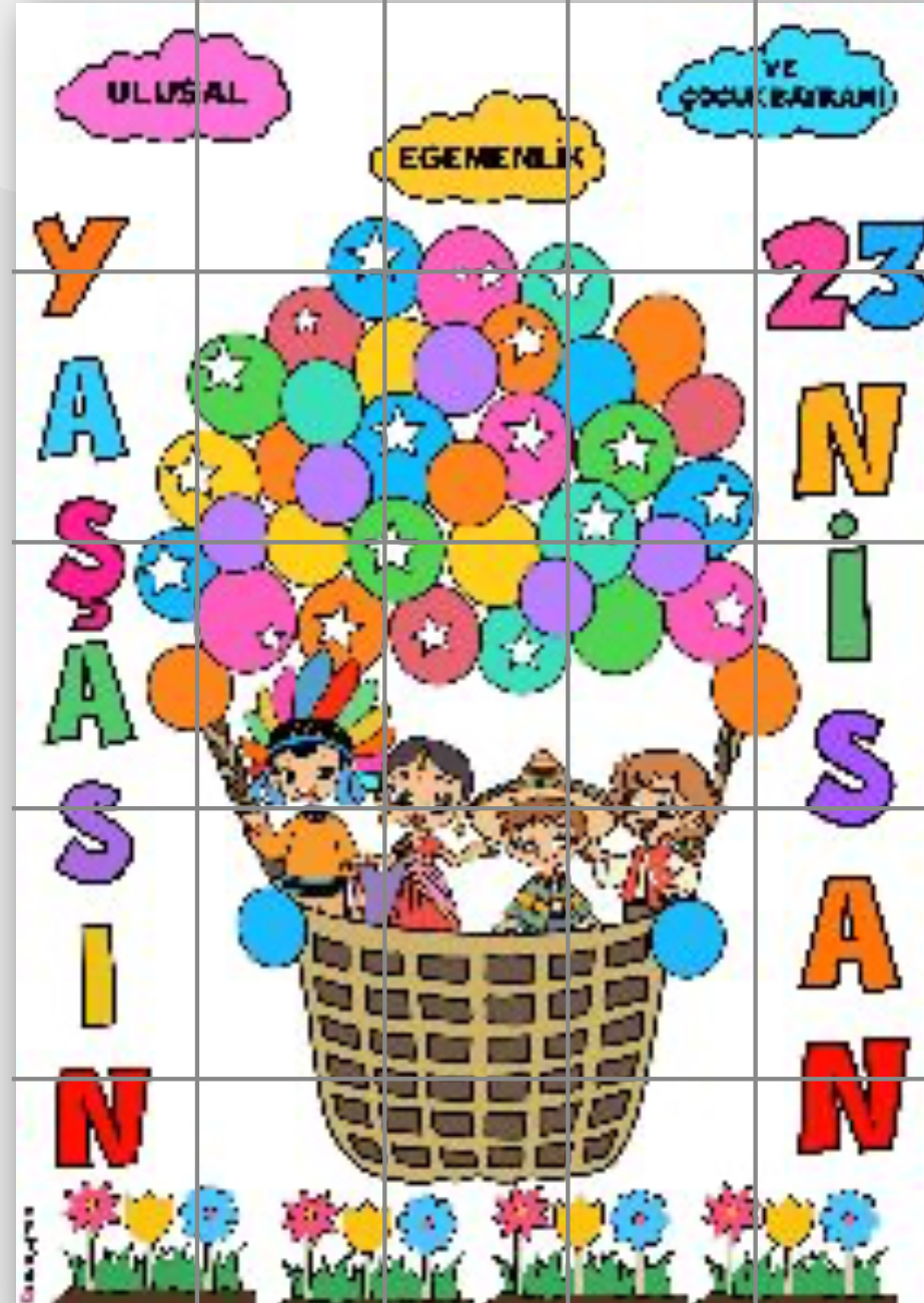 25 A4 Yaşasın 23 Nisan Panosu Beyaz Arka Planlı
