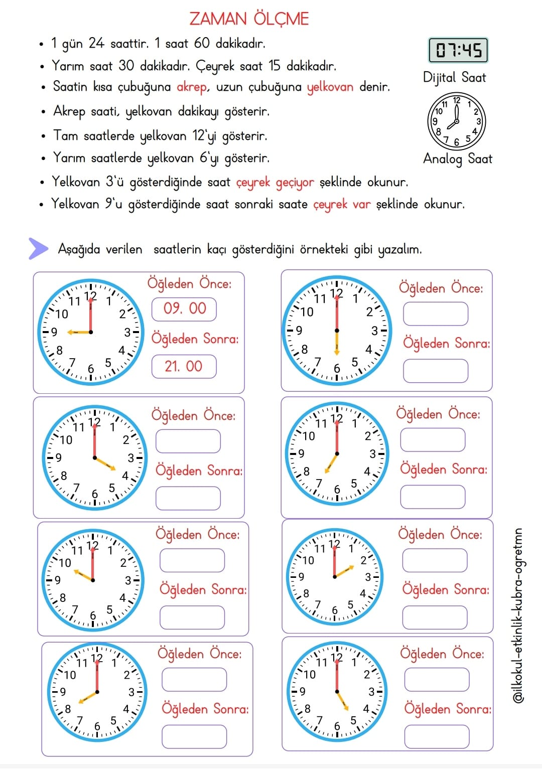 ZAMAN ÖLÇME SAATLER