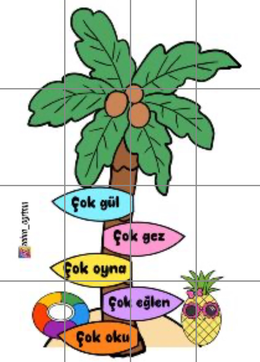 16 A4 Palmiye Ağaç RENKLİ