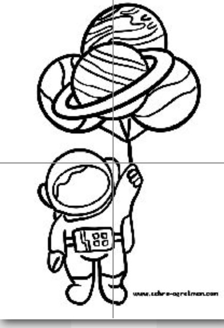 4 A4 Astronotlar ve Roket Görseli RENKSİZ