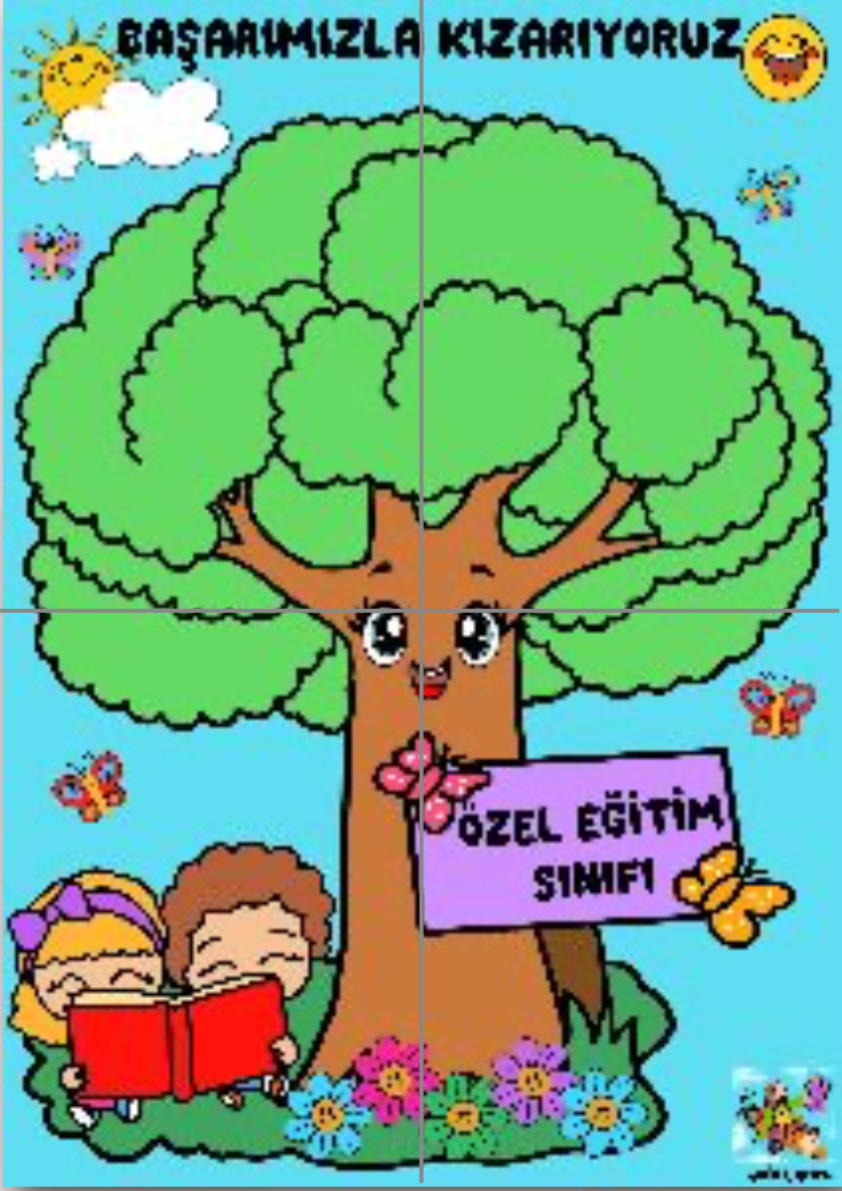 4 A4 Özel Eğitim Sınıfı İçin Elma Ağacı RENKLİ