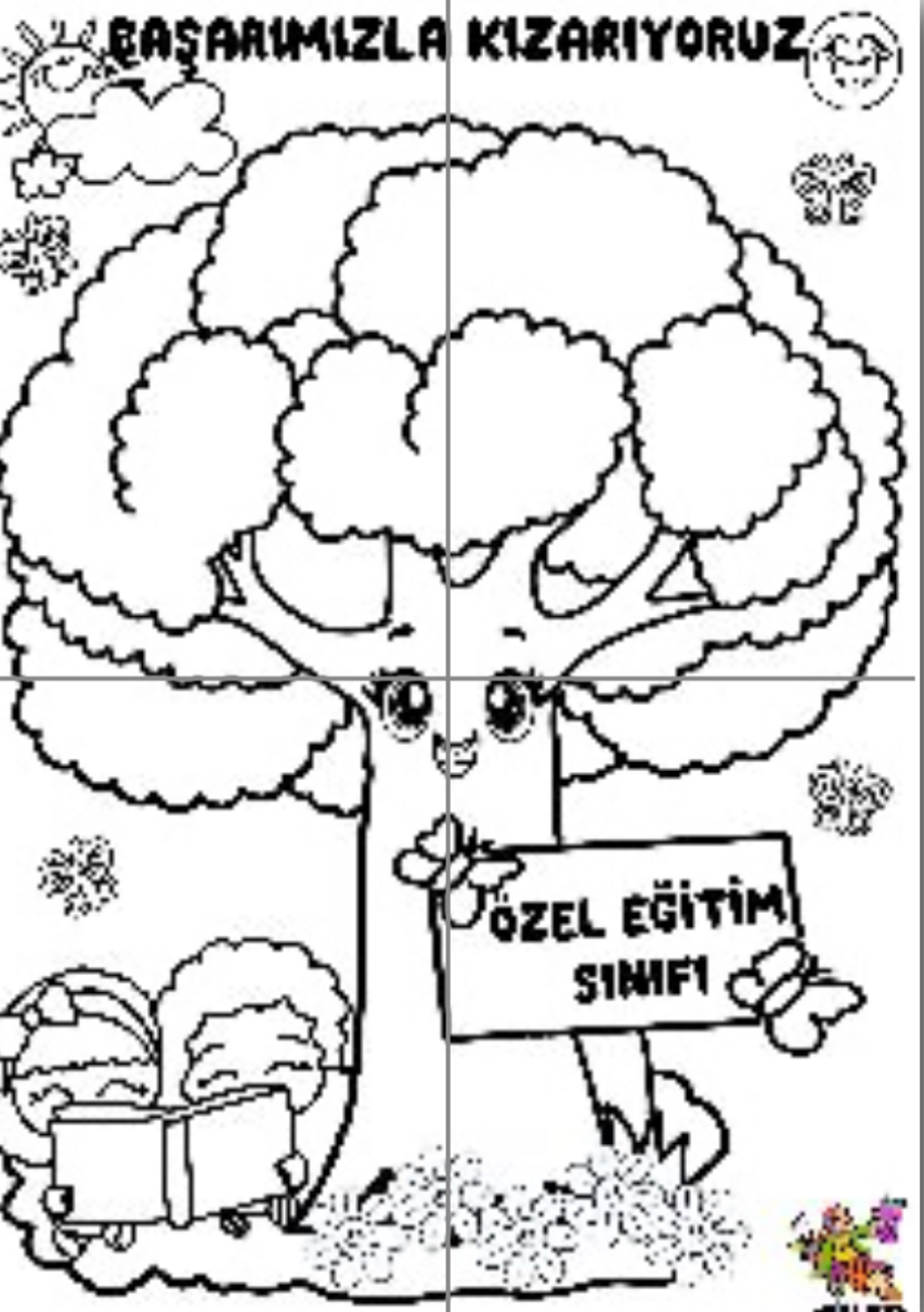4 A4 Özel Eğitim Sınıfları İçin Elma Ağacı RENKSİZ