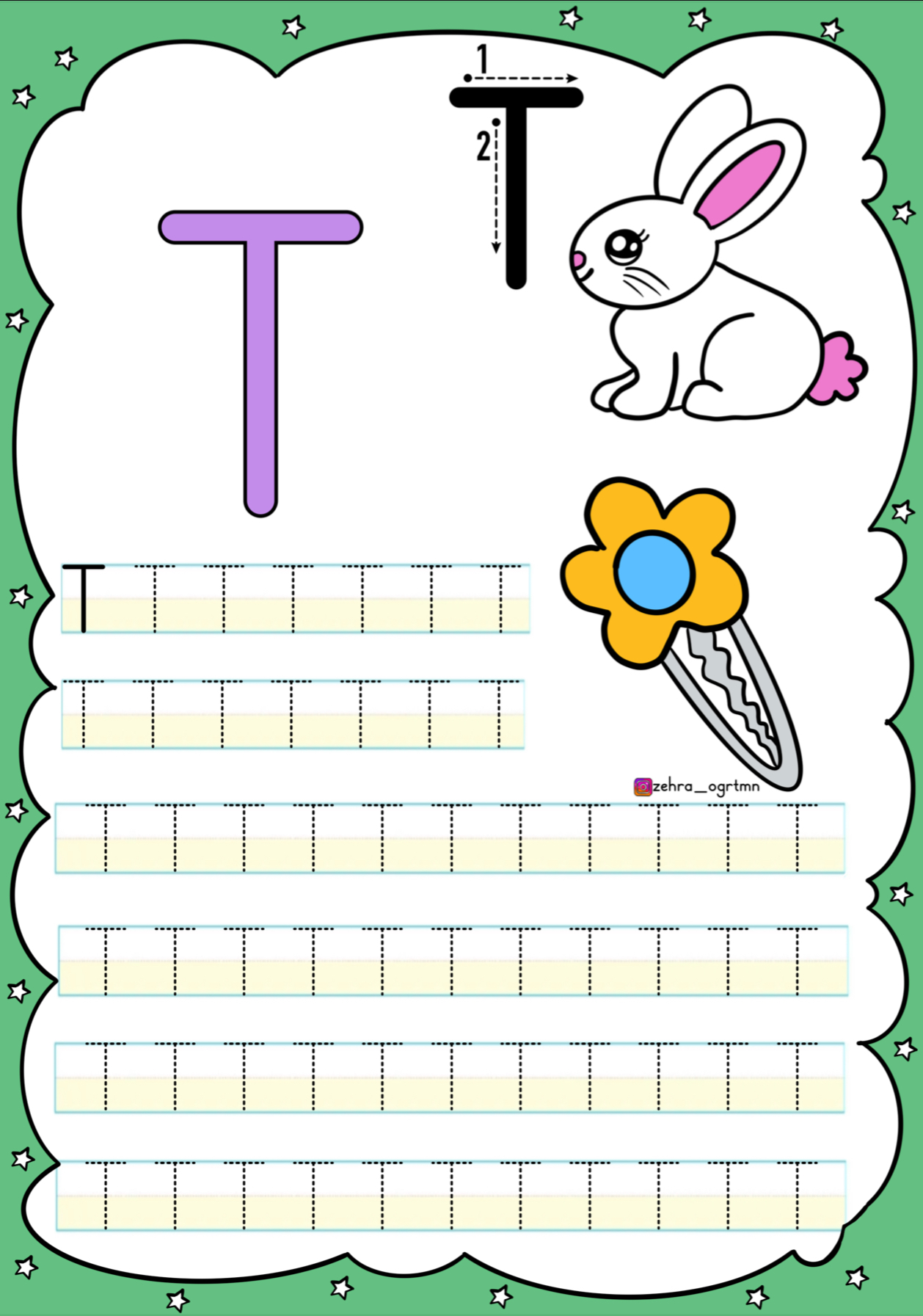 T Sesi Noktalı Yazma Etkinliği