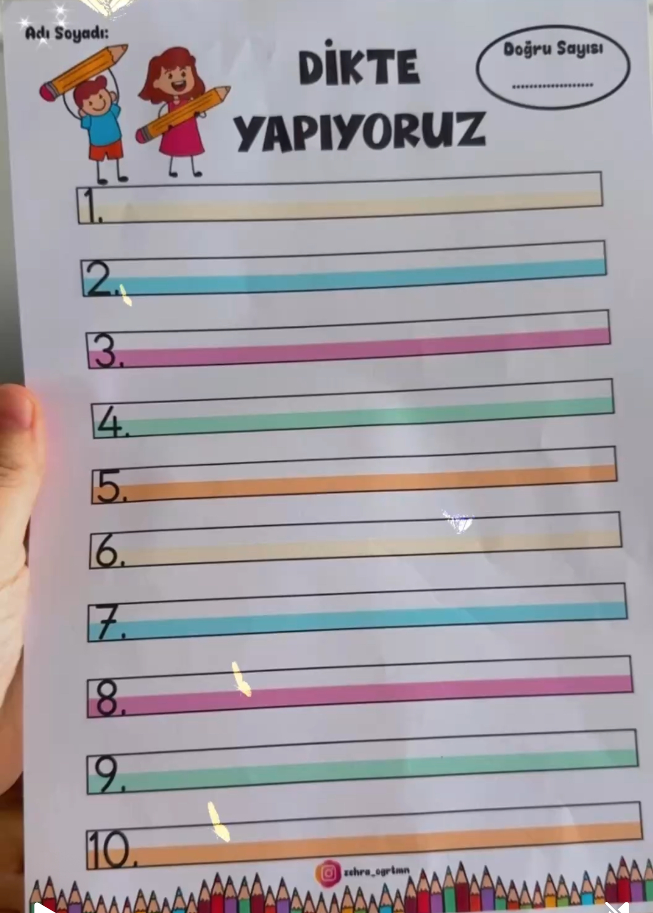Dikte Yapıyoruz Etkinliği ( Boş Sayfa)