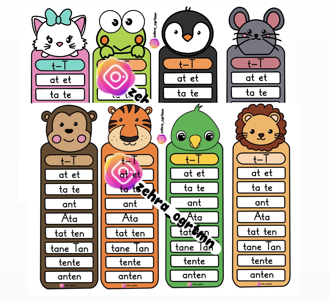T Sesi Hayvanlı Okuma Kartları