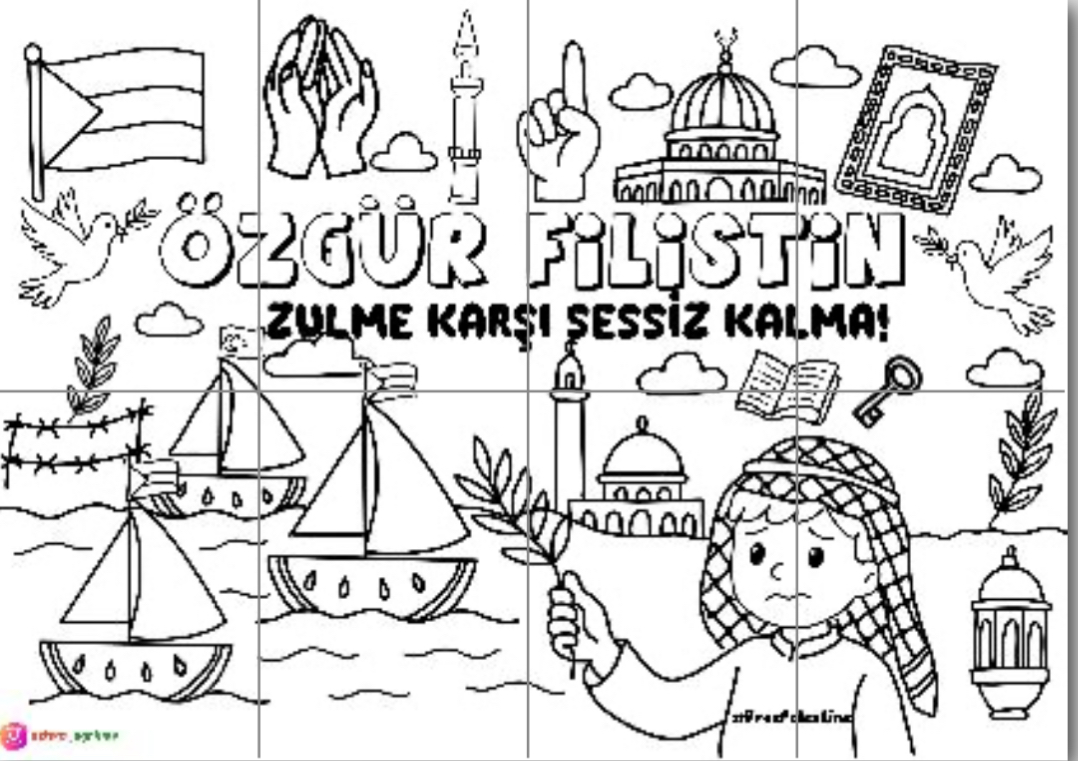 8 A4 Özgür Filistin Panosu Grup Boyama Çalışması