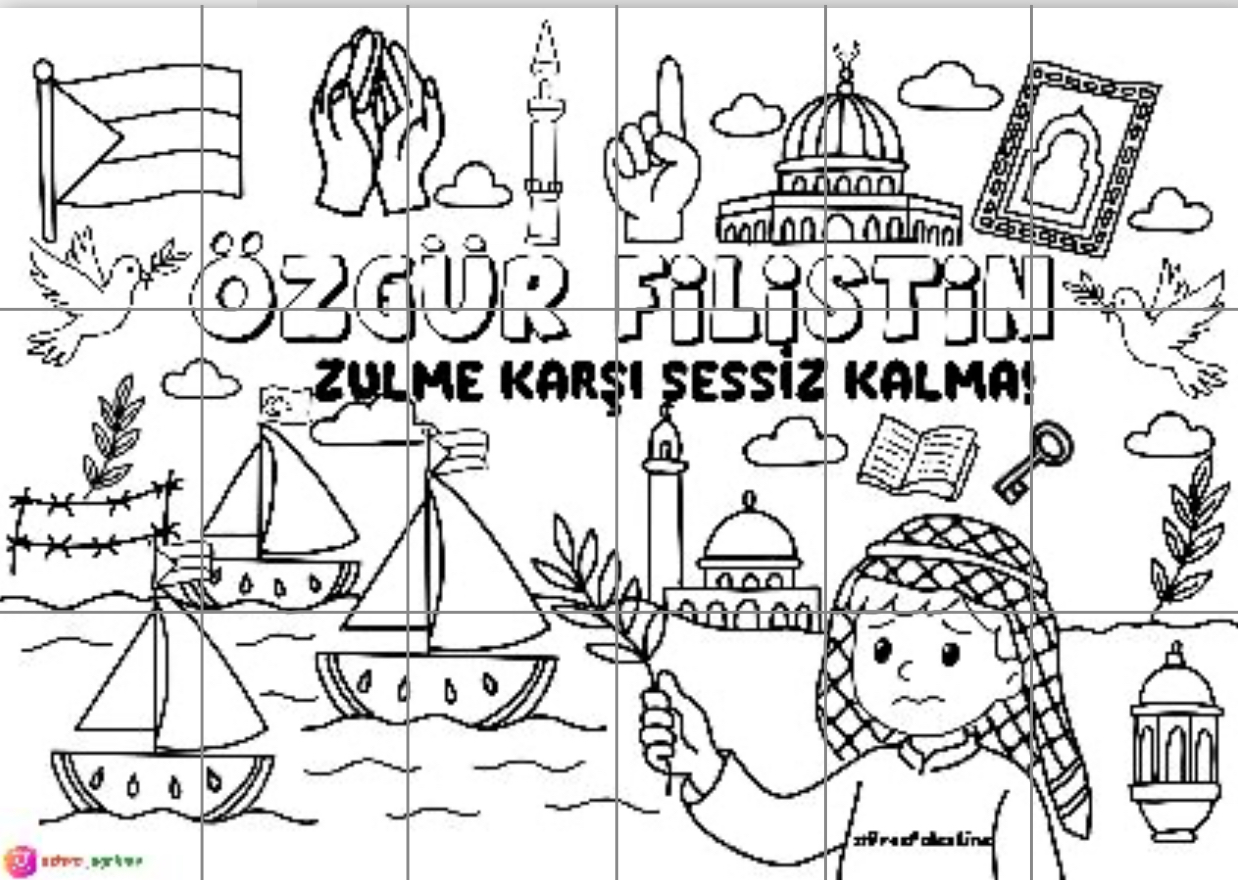 18 A4 Özgür Filistin Panosu Grup Boyama Çalışması