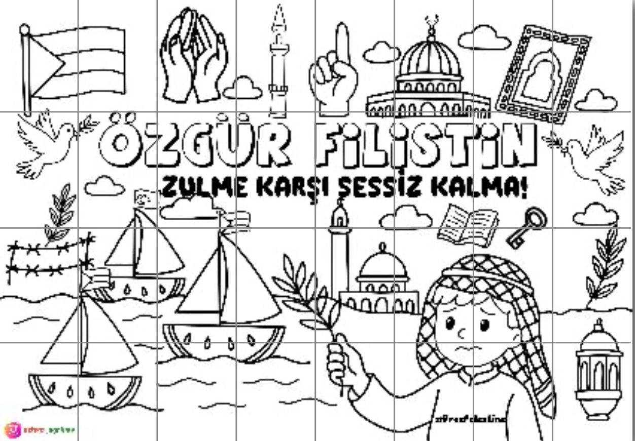 32 A4 Özgür Filistin Panosu Grup Boyama Çalışması