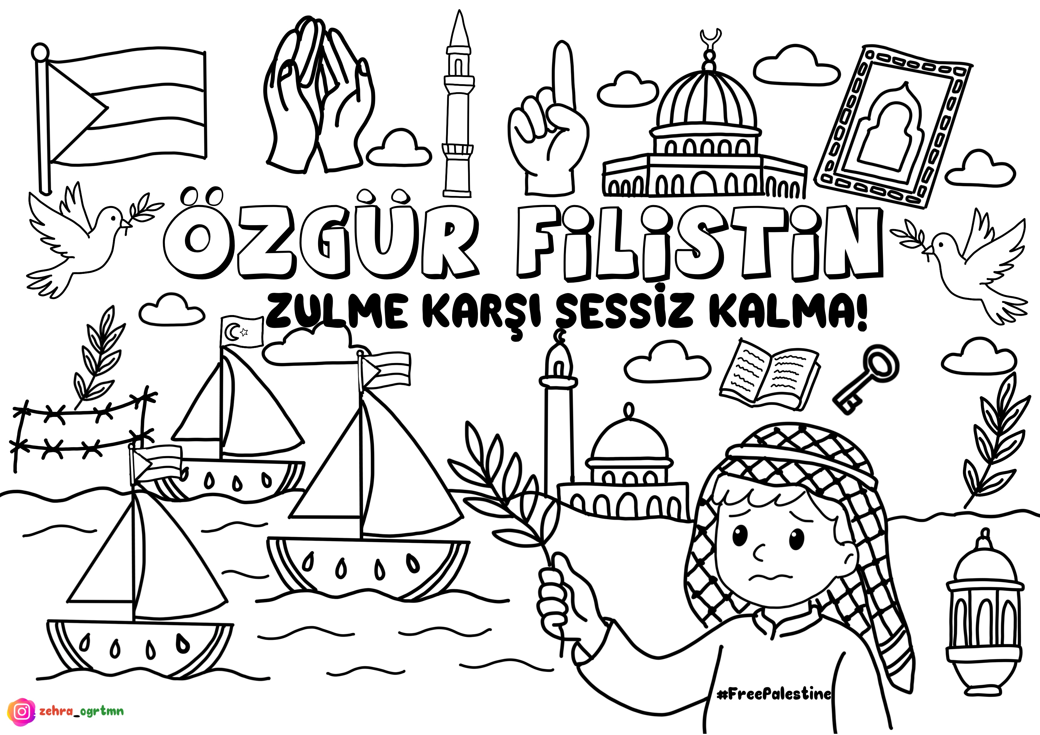 A4 Boyama Sayfası Özgür Filistin