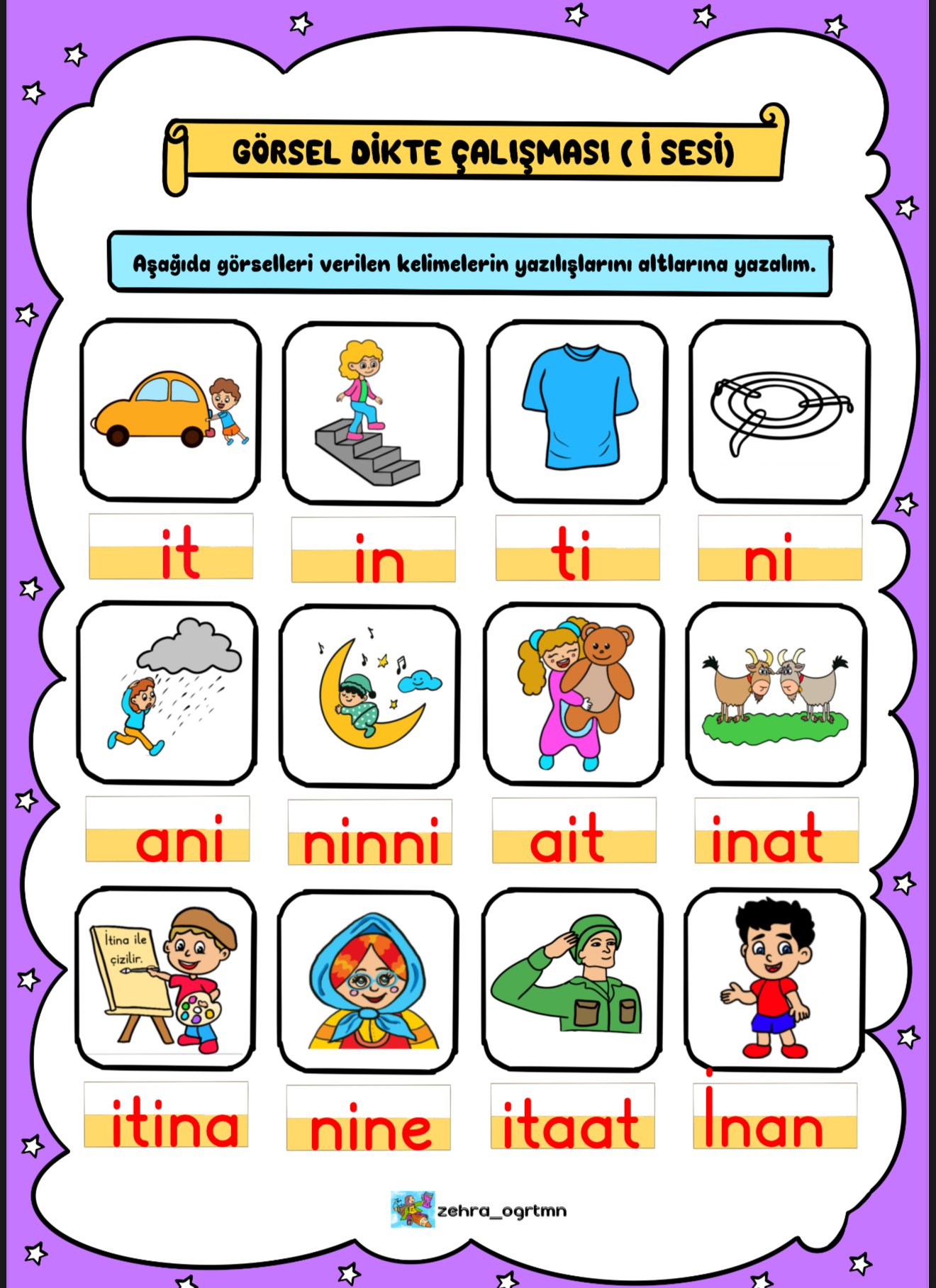 İ Sesi Görsel Dikte Sınavı