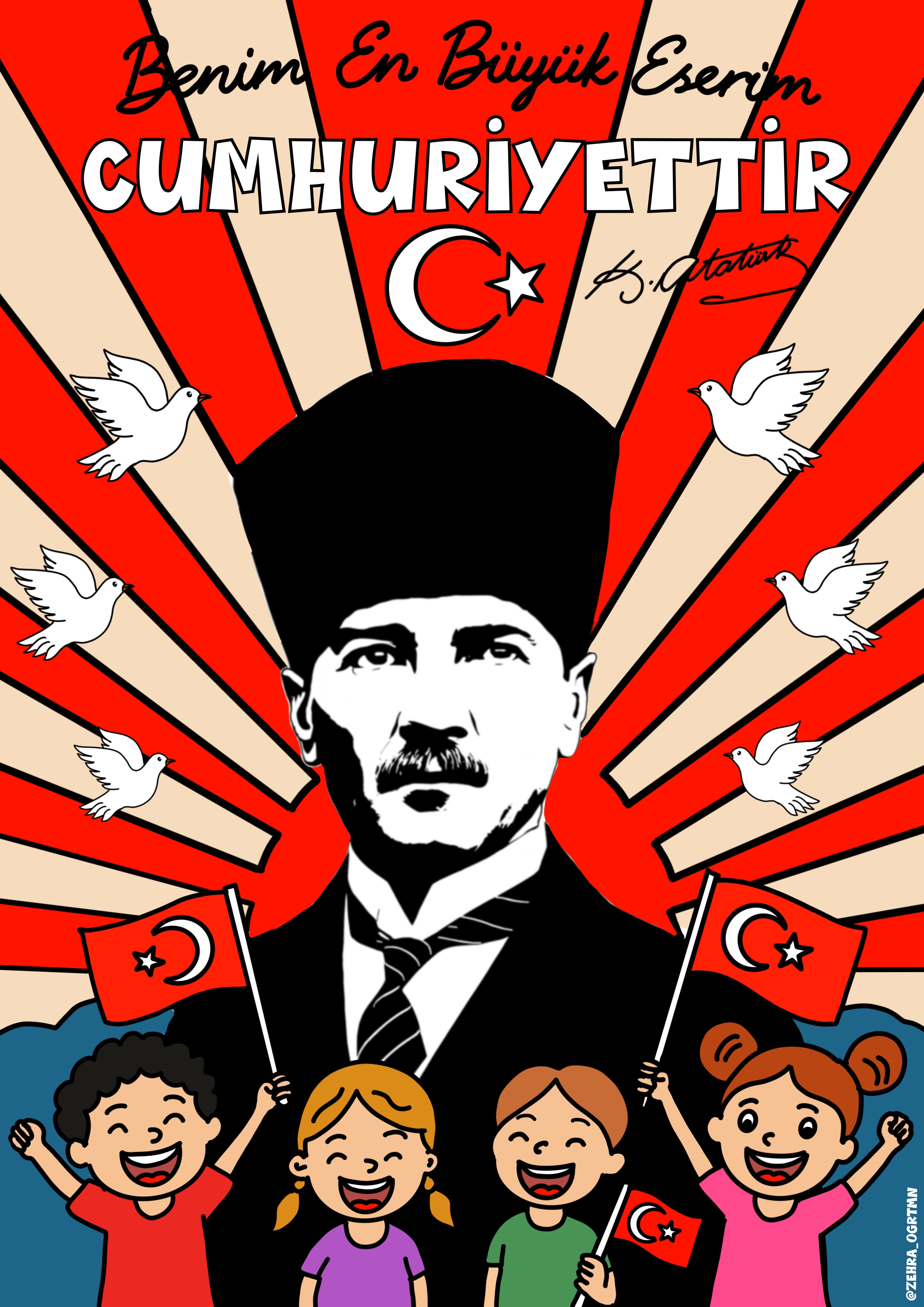 Benim En Büyük Eserim Cumhuriyettir A4 Boyama