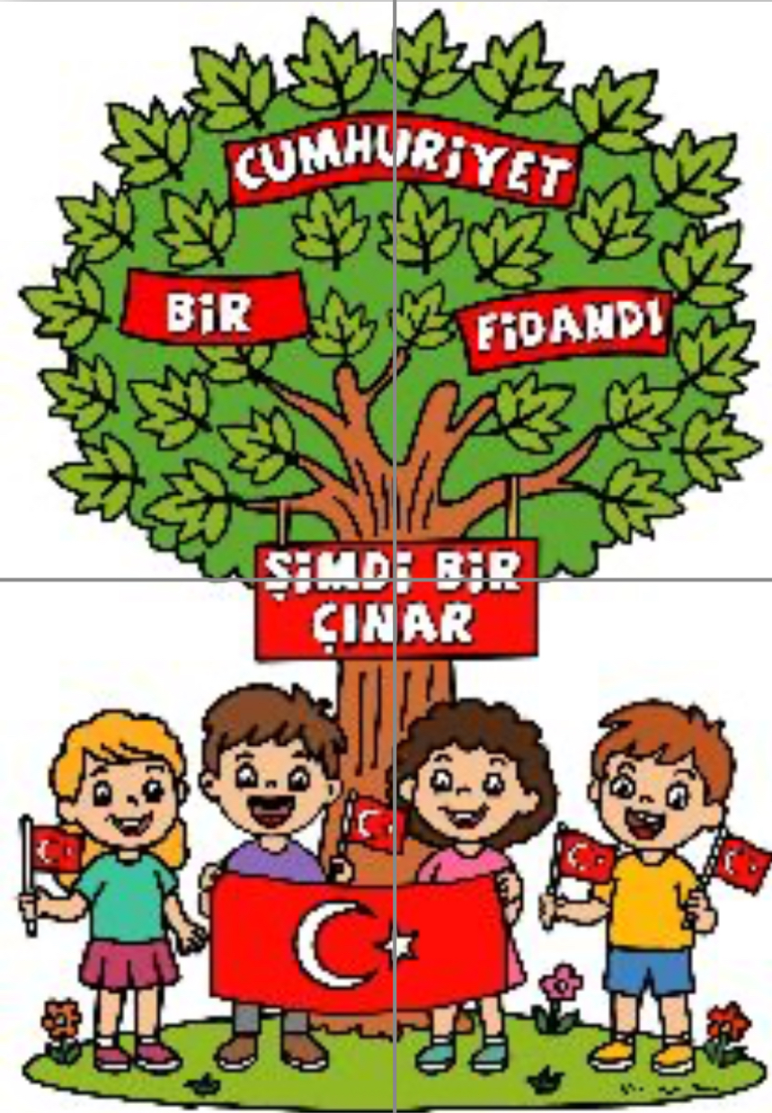 4 A4 Cumhuriyet Ağacı RENKLİ