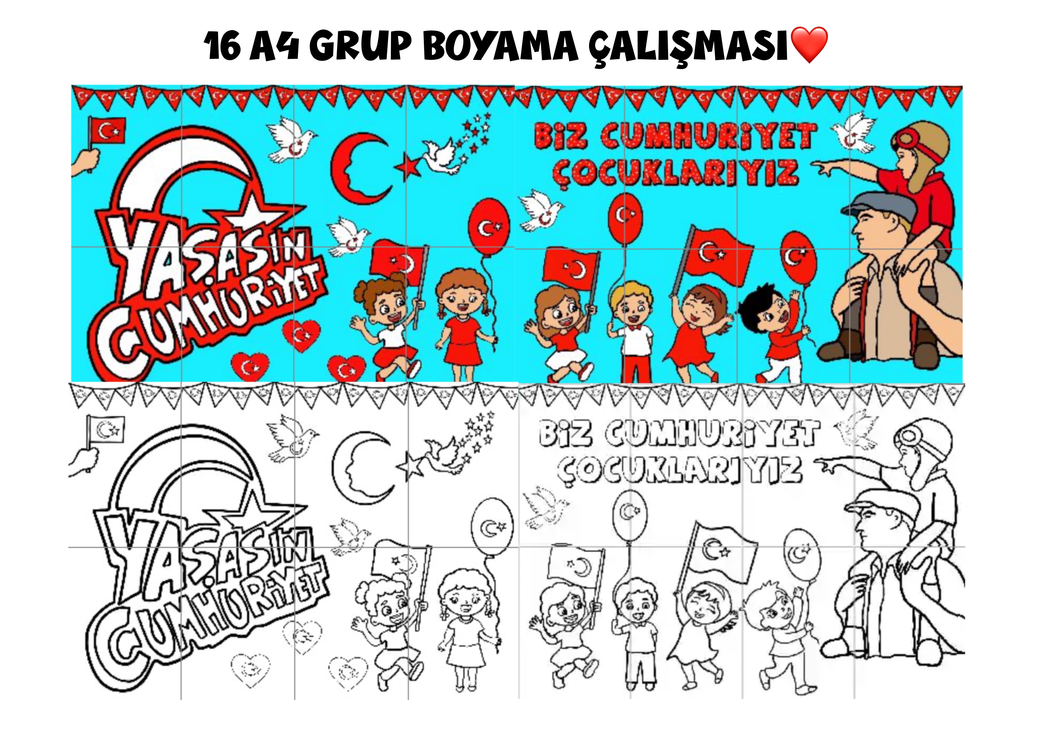 16 A4 Mavi Arka Planlı 29 Ekim Pano