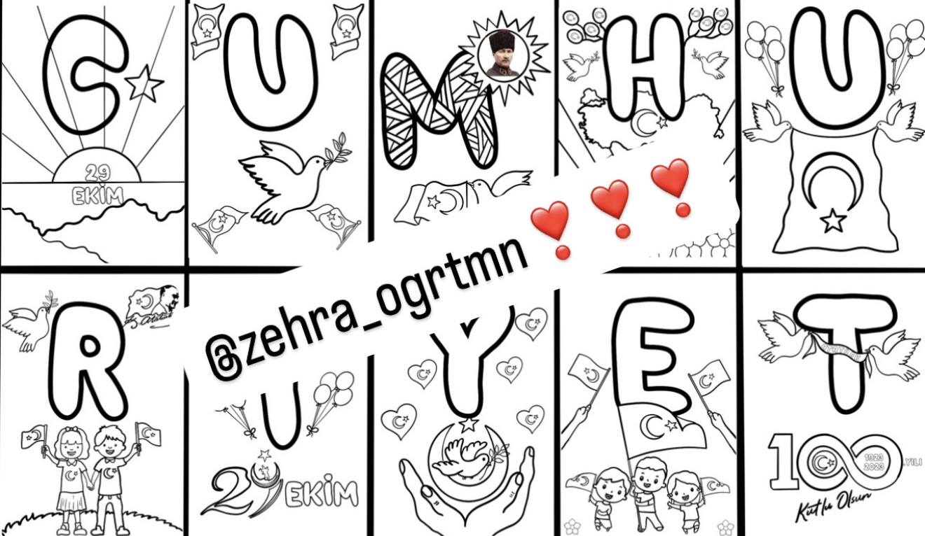 Yaşasın Cumhuriyet Boyama Sayfaları