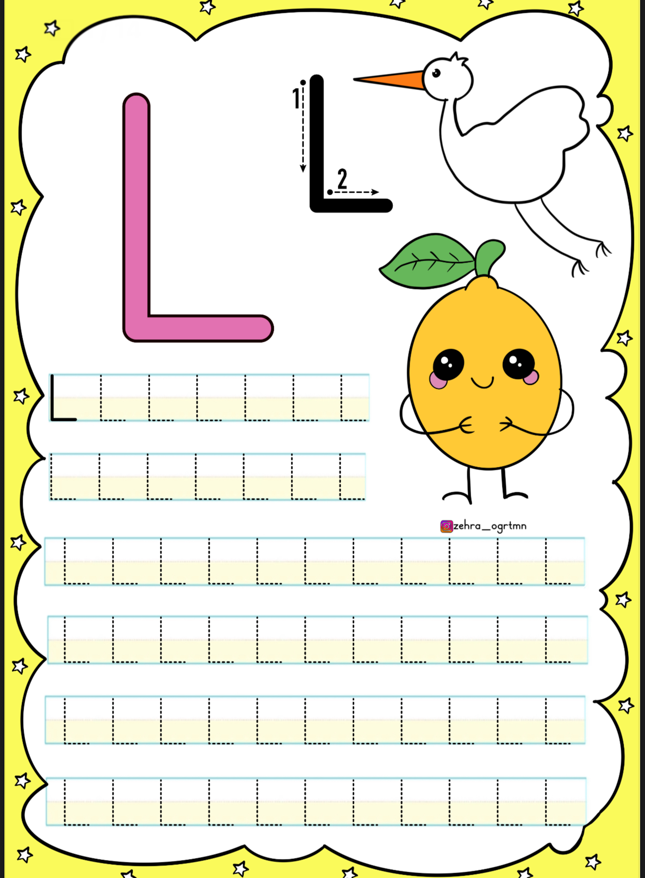 L Sesi Noktalı Yazma Etkinliği