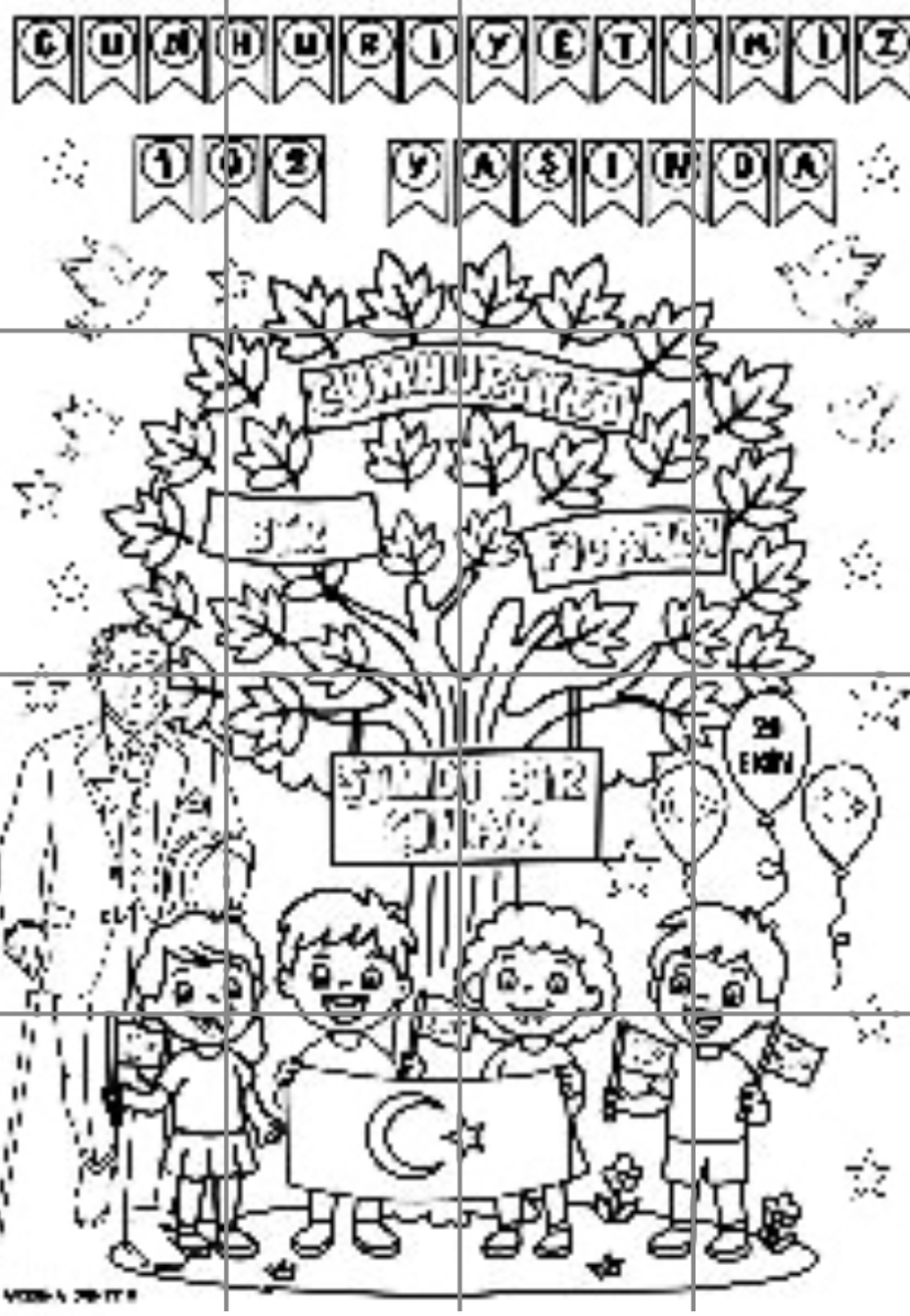 16 A4 Grup Boyama Çalışması Cumhuriyetimiz 102 Yaşında