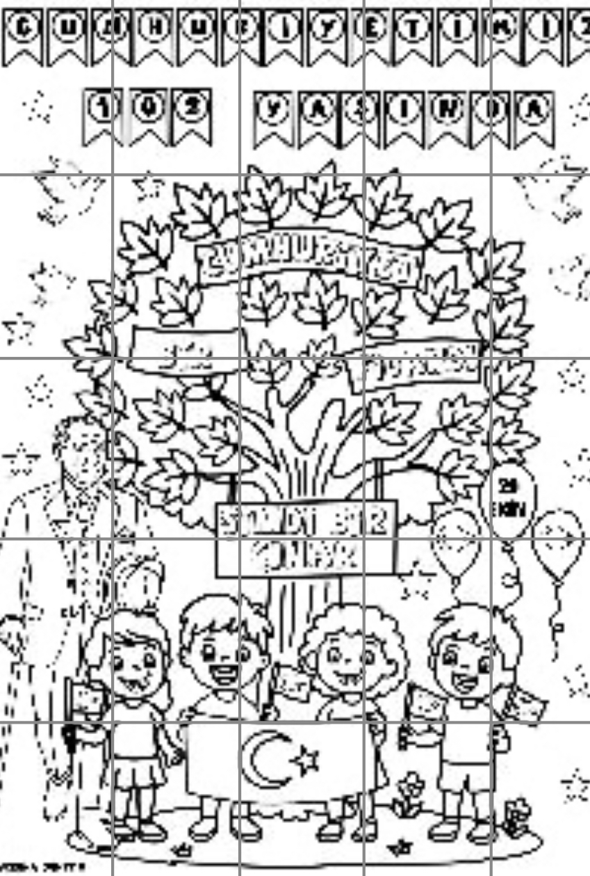 25 A4 Grup Boyama Çalışması Cumhuriyetimiz 102 Yaşında