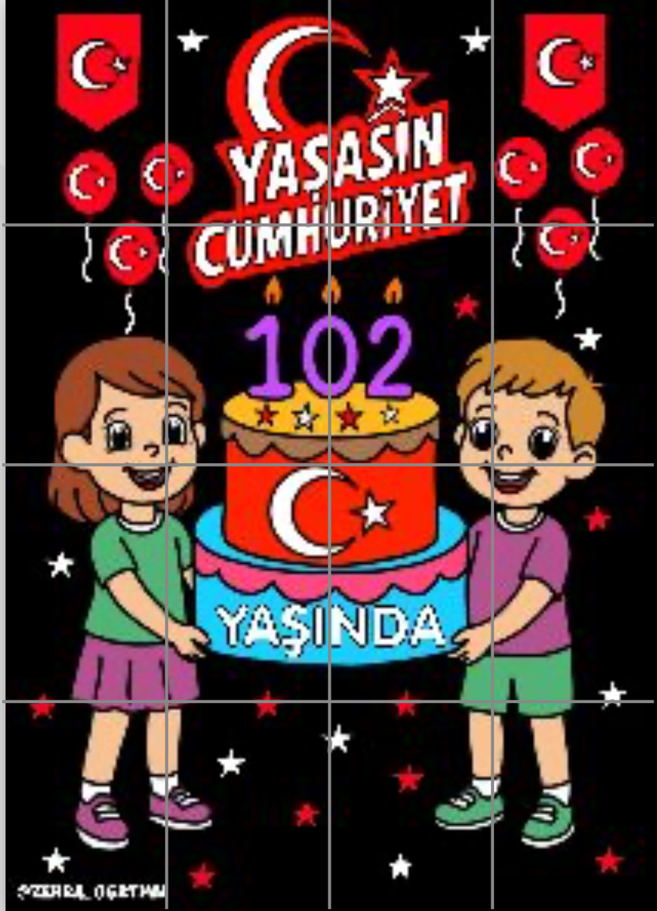 16A4 Siyah Yaşasın Cumhuriyet 102 Yaşında Pastalı Görsel