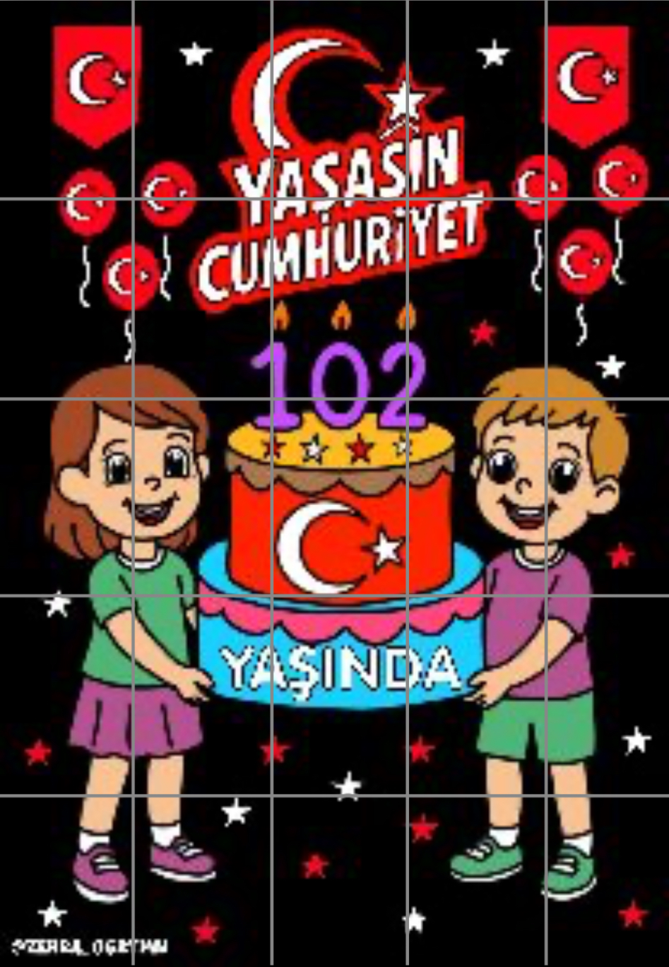 25A4 Siyah Yaşasın Cumhuriyet 102 Yaşında Pastalı Görsel