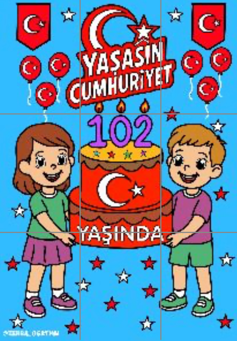 9A4 Mavi Yaşasın Cumhuriyet 102 Yaşında Pastalı Görsel