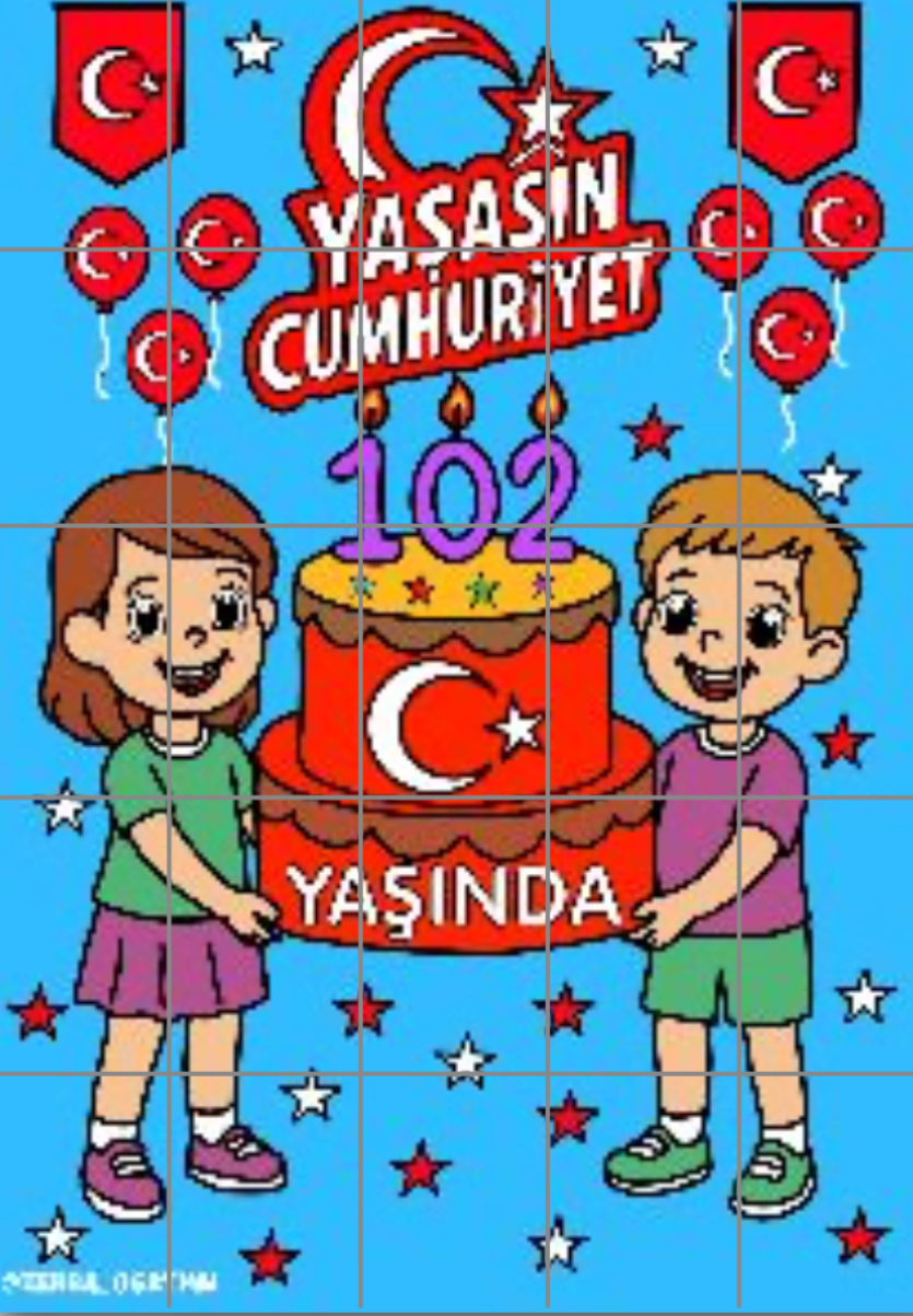25A4 Mavi Yaşasın Cumhuriyet 102 Yaşında Pastalı Görsel