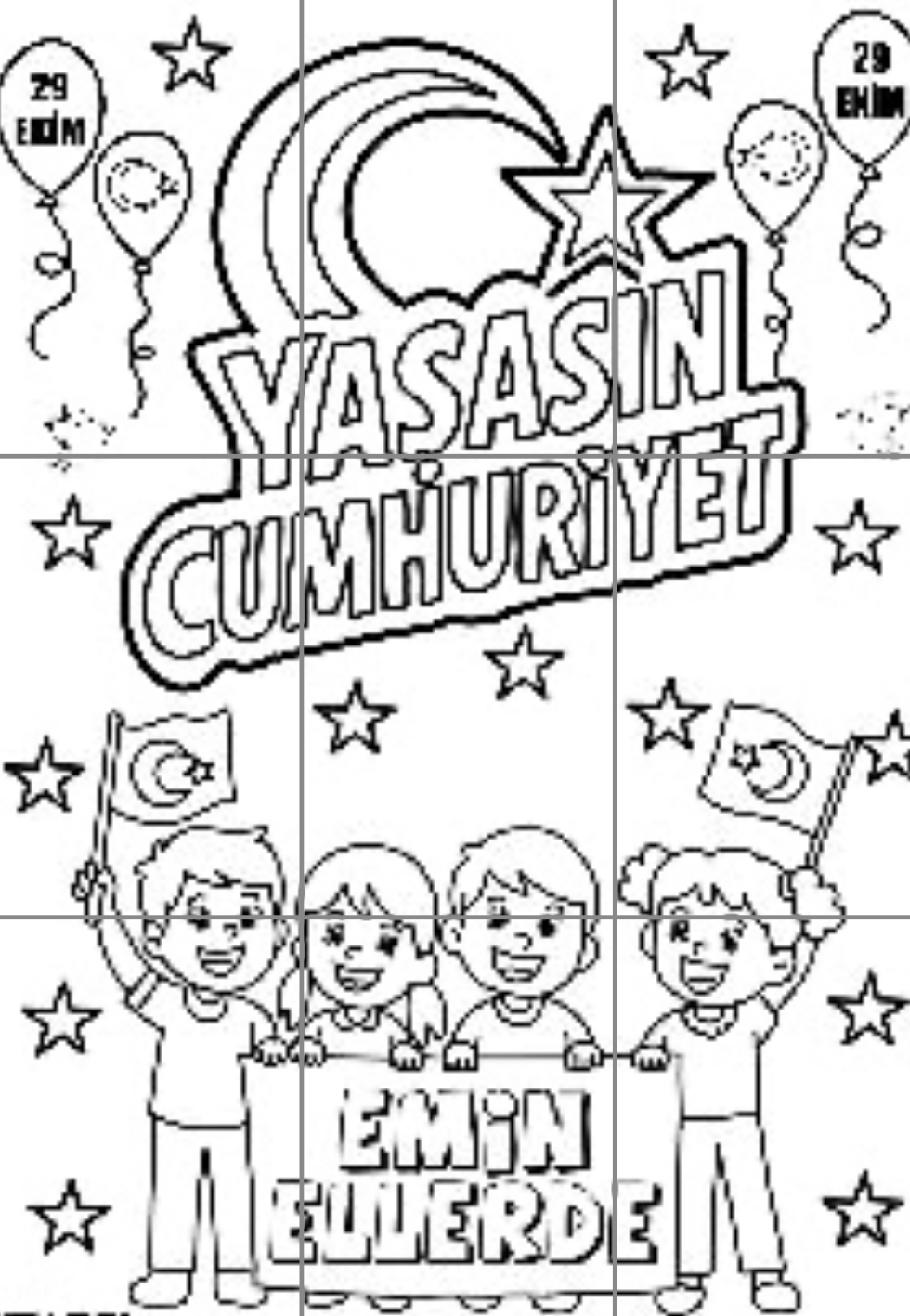 9A4 Grup Boyama Çalışması Yaşasın Cumhuriyet Emin Ellerde