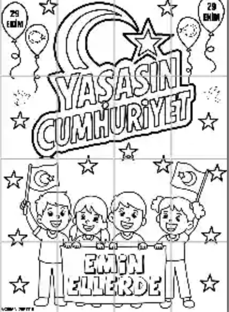 16A4 Grup Boyama Çalışması Yaşasın Cumhuriyet Emin Ellerde