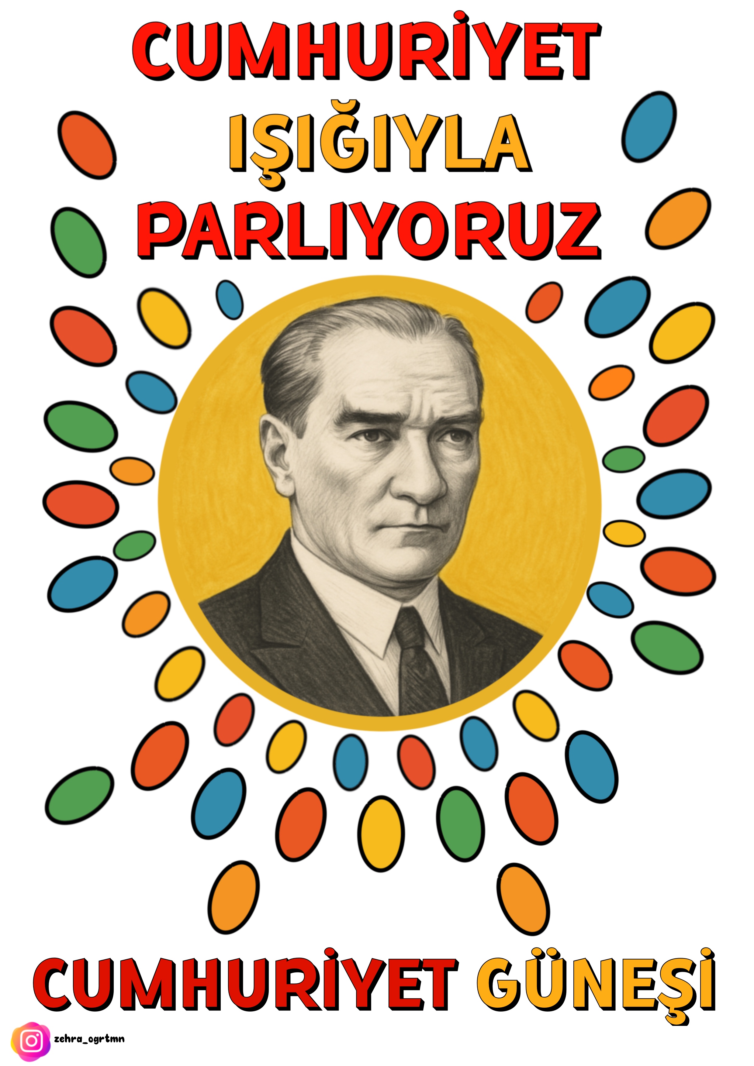 4 A4 Parmak Baskı Cumhuriyet Güneşi RENKLİ