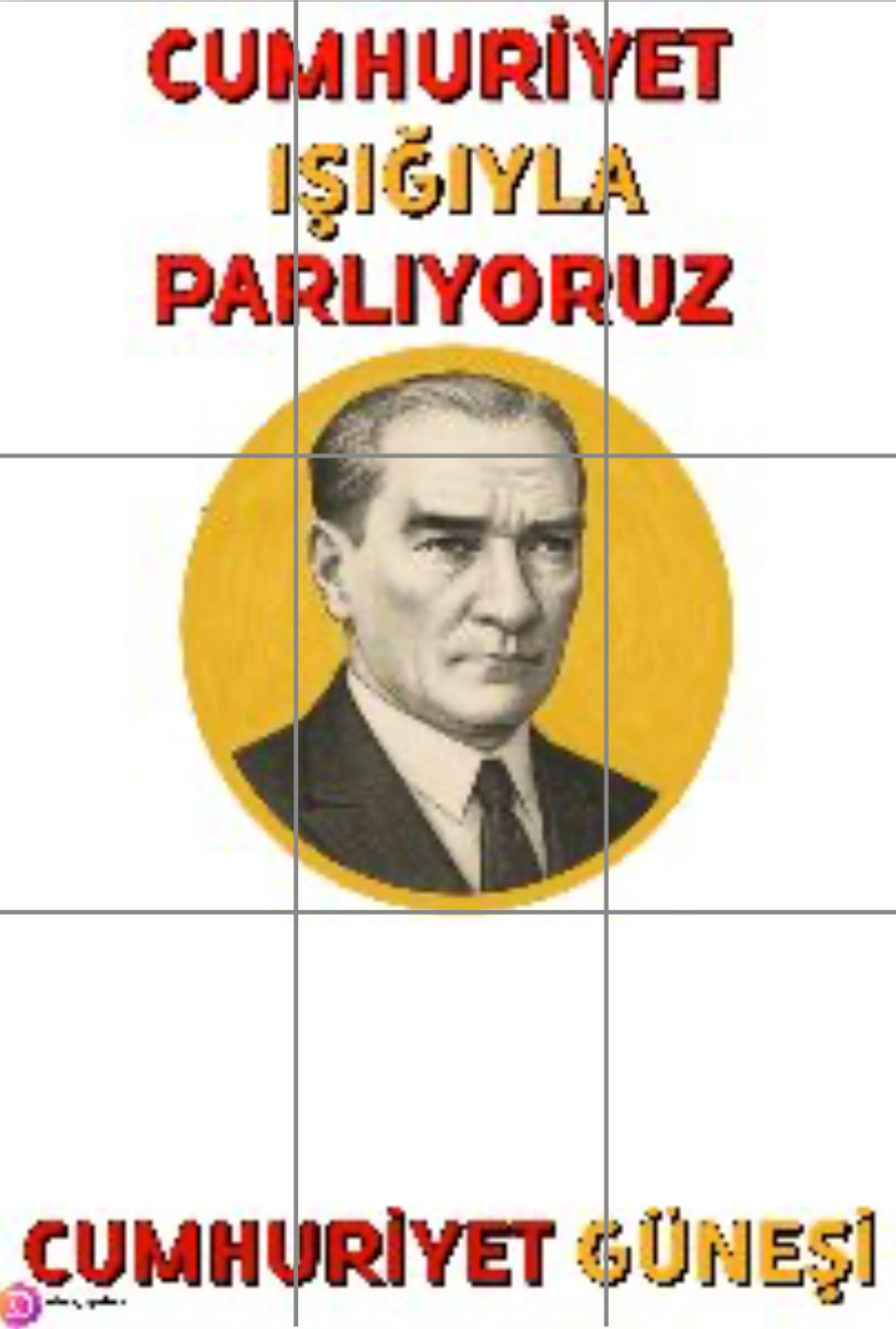 9 A4 Parmak Baskı Cumhuriyet Güneşi RENKLİ