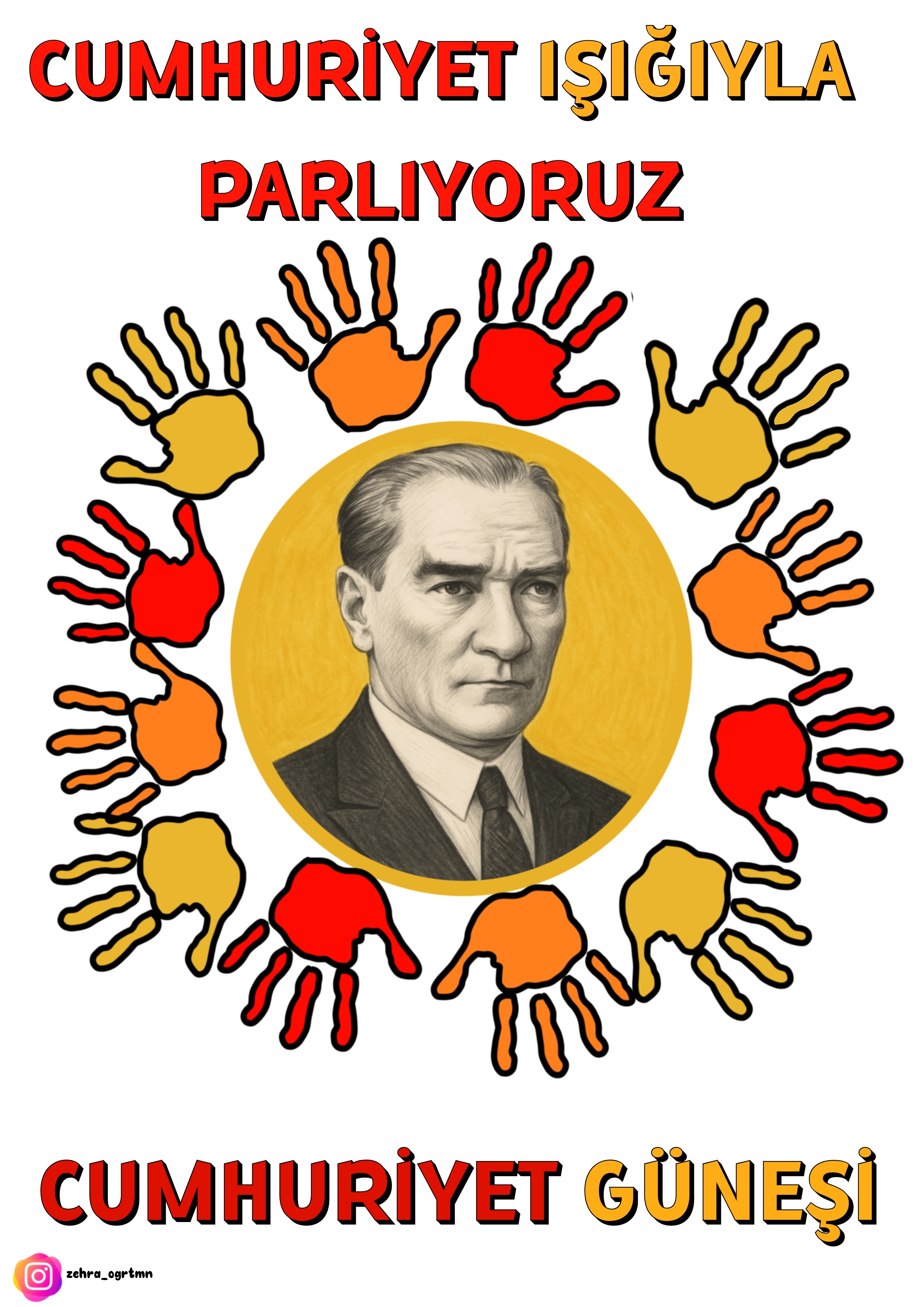 4 A4 El Baskı Cumhuriyet Güneşi RENKLİ