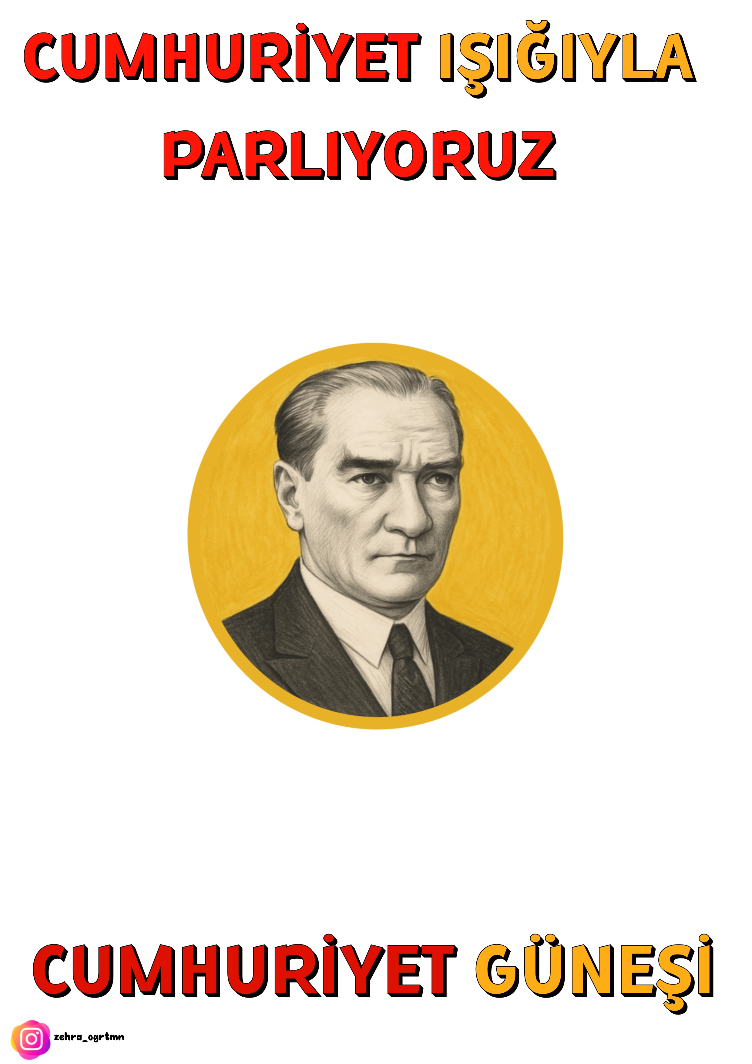 A4 Cumhuriyet Güneşi Parmak Baskı