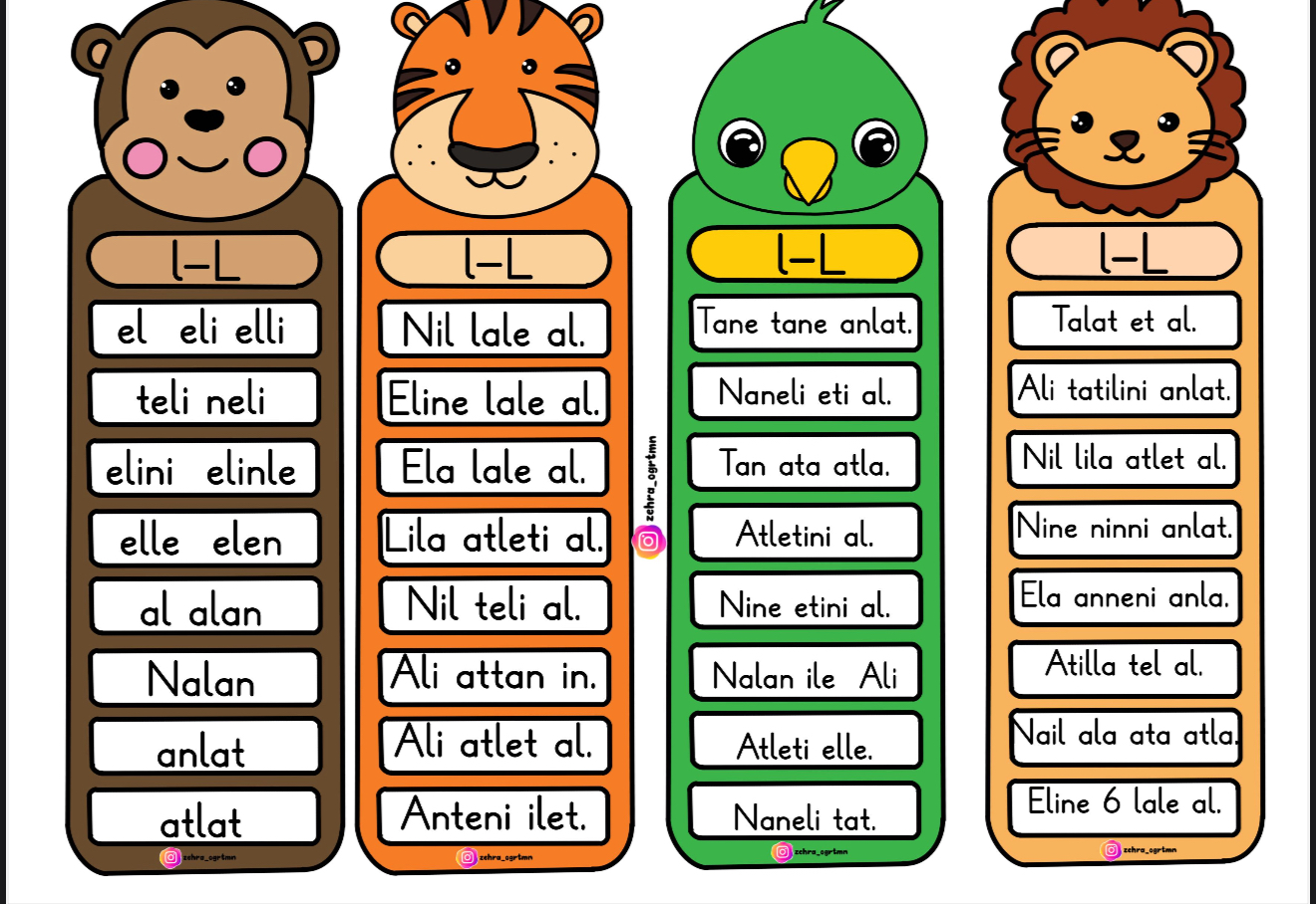Anetil Okuma Kartları Hece Kelime Cümle