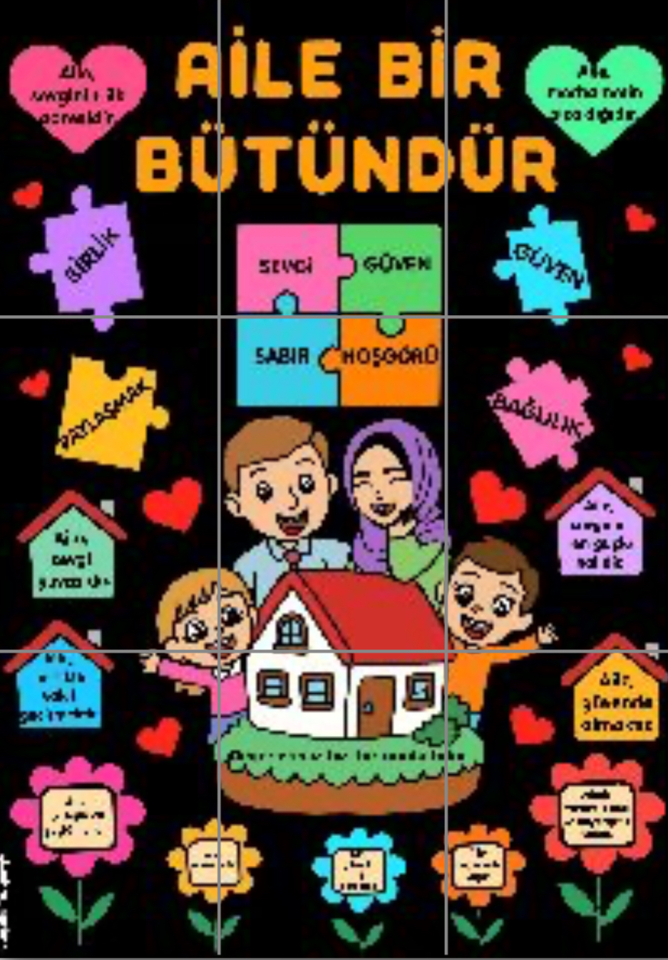 9 A4 Aile Bir Bütündür Panosu Tesettürlü