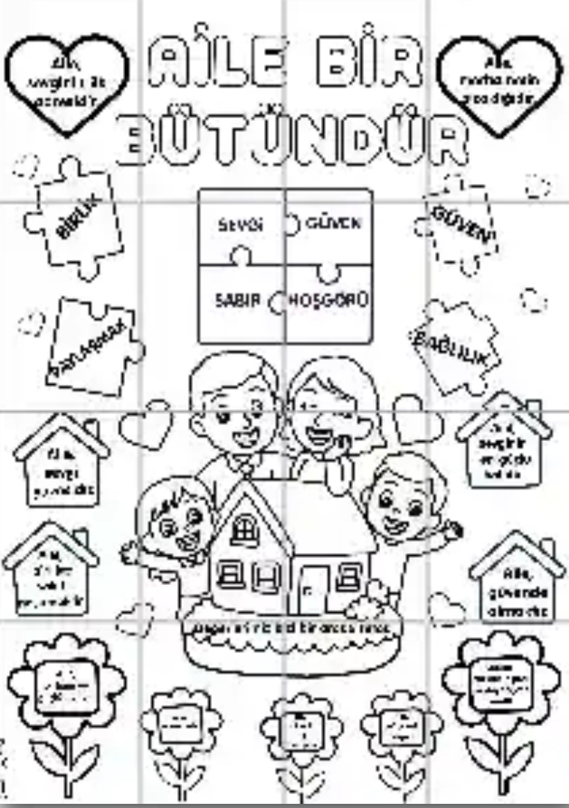 16 A4 Aile Bir Bütündür Boyama 