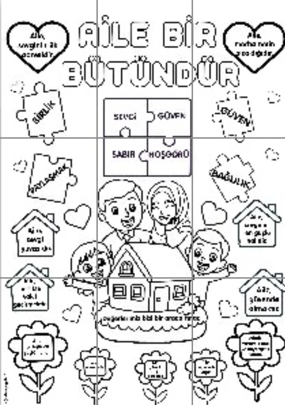 9 A4 Aile Bir Bütündür Boyama Tesettürlü