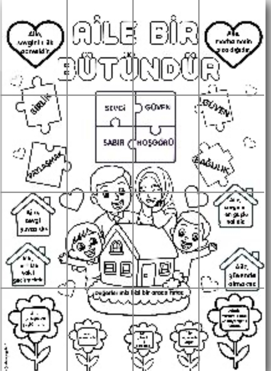 16 A4 Aile Bir Bütündür Boyama Tesettürlü 