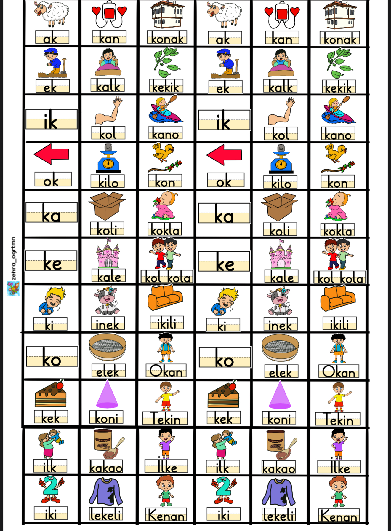 K Sesi Defter Dikte Görselleri RENKLİ