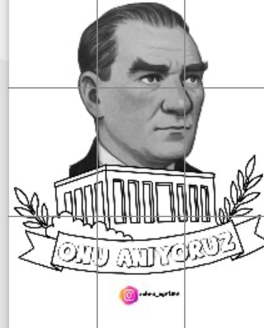 9 A4 Anıtkabir ve Atatürk Renksiz