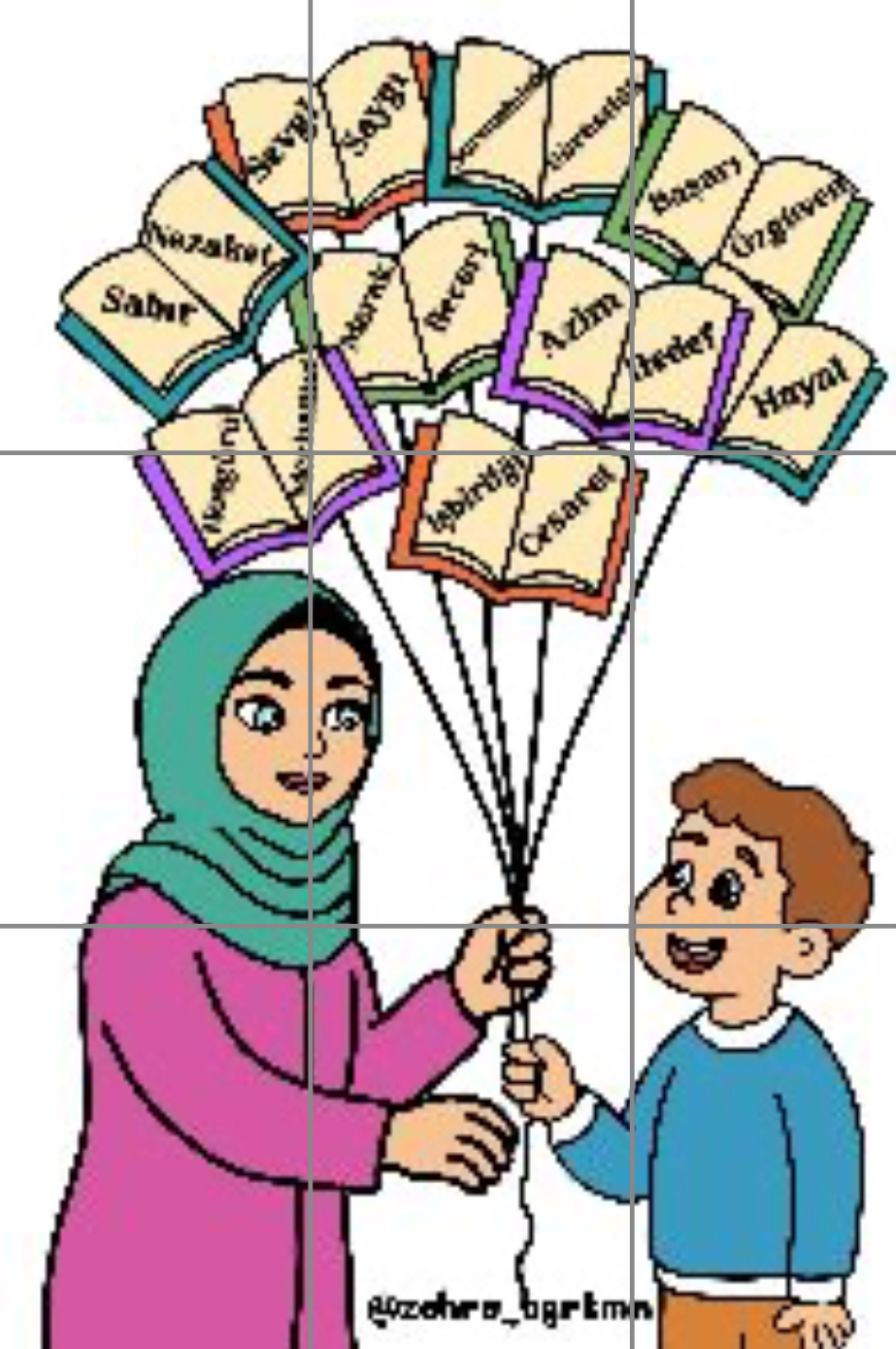 9 A4 Tesettürlü Öğretmen RENKLİ