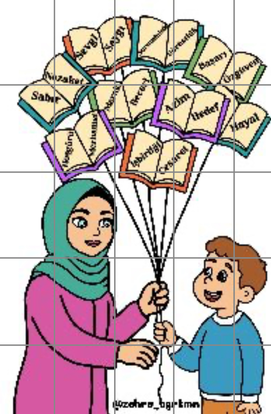 25 A4 Tesettürlü Öğretmen RENKLİ