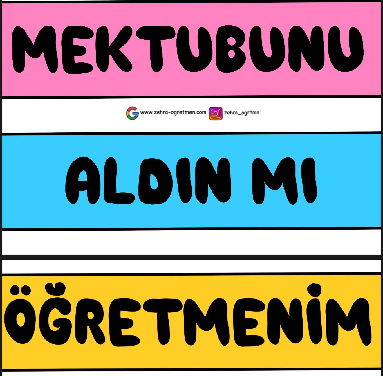 Mektubunu Aldın mı Öğretmenim Yazı Şablonu Küçük 