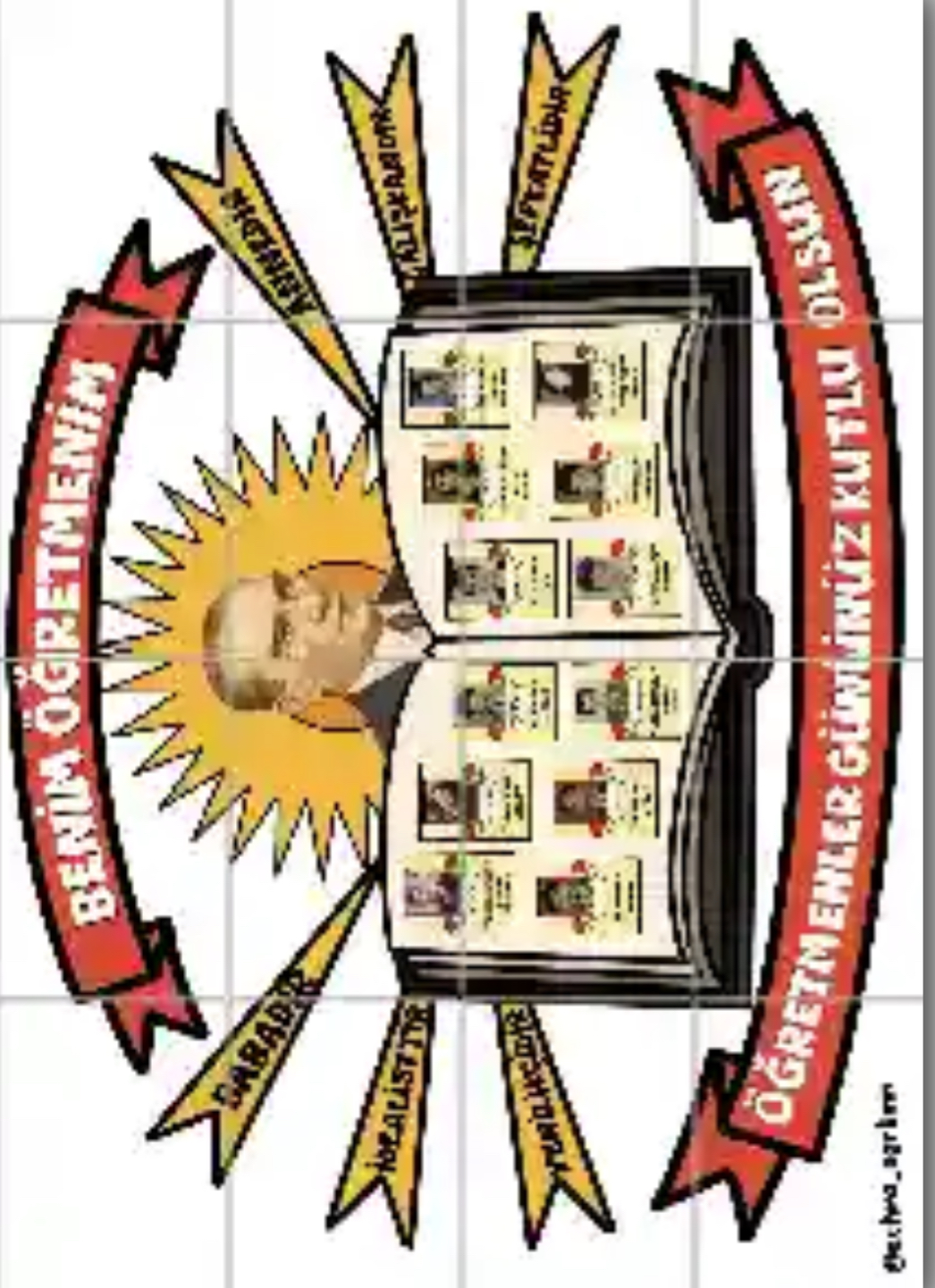 16 A4 Benim Öğretmenim Şehit Öğretmenler Panosu RENKLİ