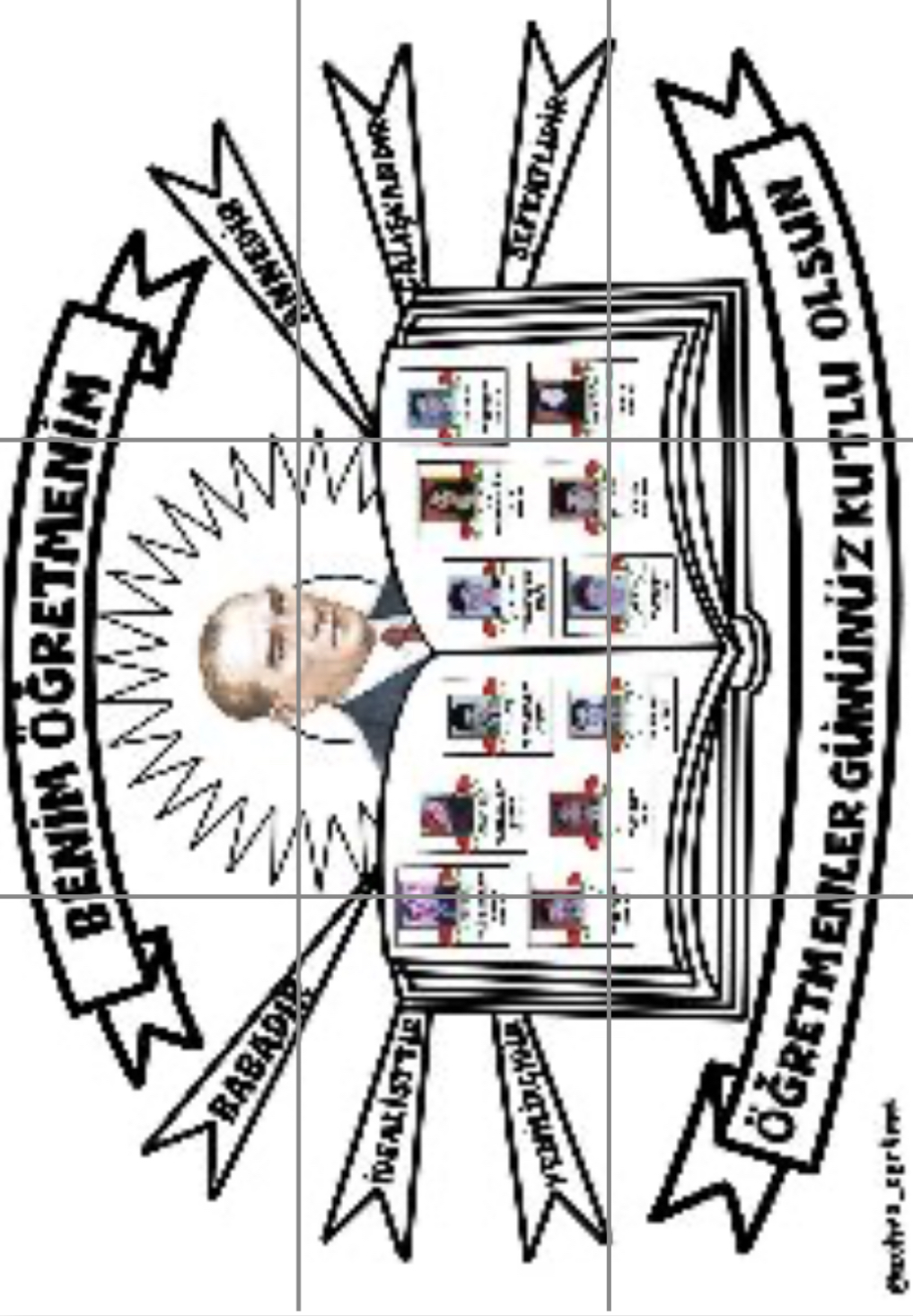 9 A4 Benim Öğretmenim Şehit Öğretmenler Panosu RENKSİZ