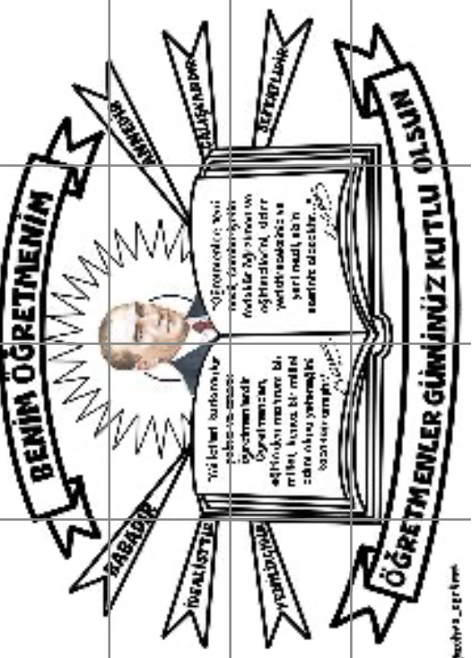  RENKSİZ 16 A4 Ben Öğretmenim Panosu Atatürk Sözleri Kitap İçinde 