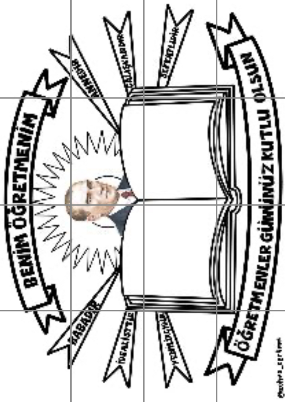  16 A4 Ben Öğretmenim Panosu Kitap Boş Şablon RENKSİZ