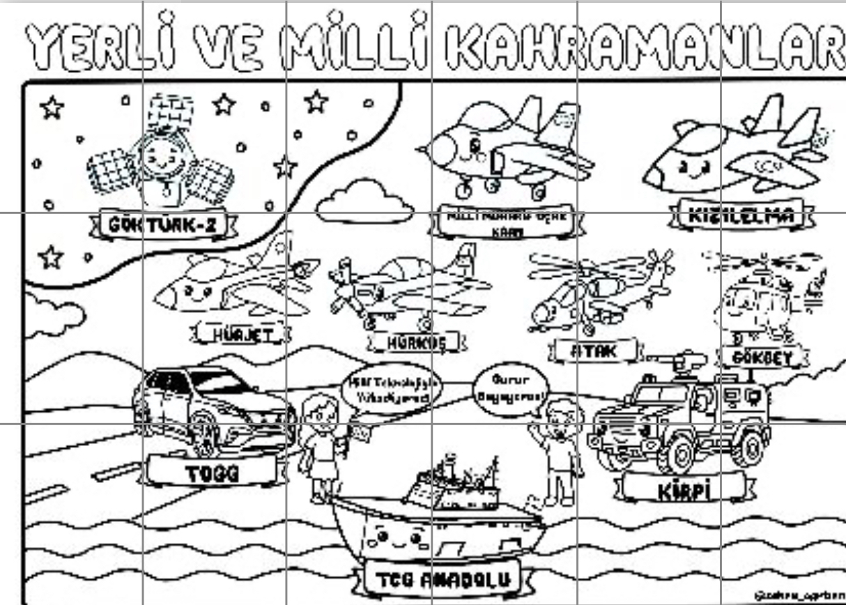18 A4 Yerli ve Milli Kahramanlar Grup Boyama Çalışması 